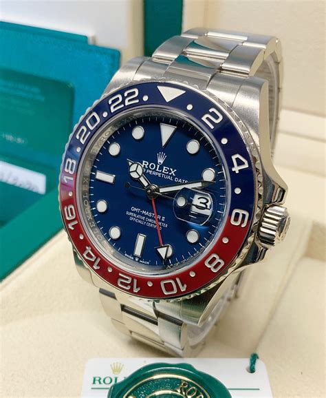 rolex pepsi white gold blue dial|Rolex Pepsi price list.